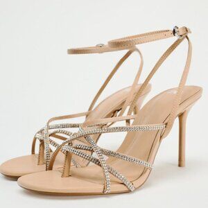 Brand new Zara Nude Sparkly Strappy Sandals 6.5